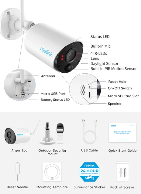 REOLINK CAMARA WIFI IP ARGUS PT-W EXTERIOR 4MP HD 720P DETECCION