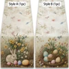 1pc Oil Painting Easter Table Runner Spring Oil Painting Watercolor Retro Bunny Egg Flower Tabletop Decor Party Cabinets Decor 2
