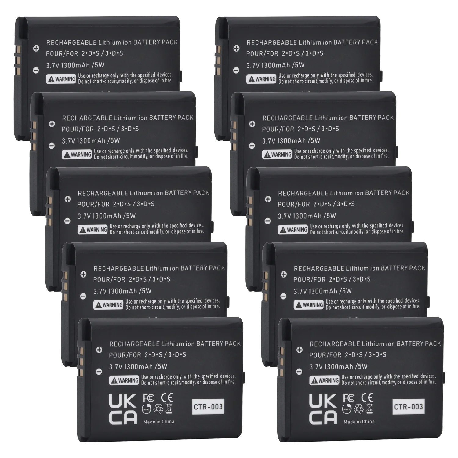 

10Pcs 3.7V 1300mAh CTR-003 CTR 003 Lithium ion Battery for Nintendo 3DS 2DS Gamepad Controller Batteries with Tools