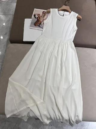 

2024 Women's Clothing Simple bead chain patchwork dress Spring Summer New 0505