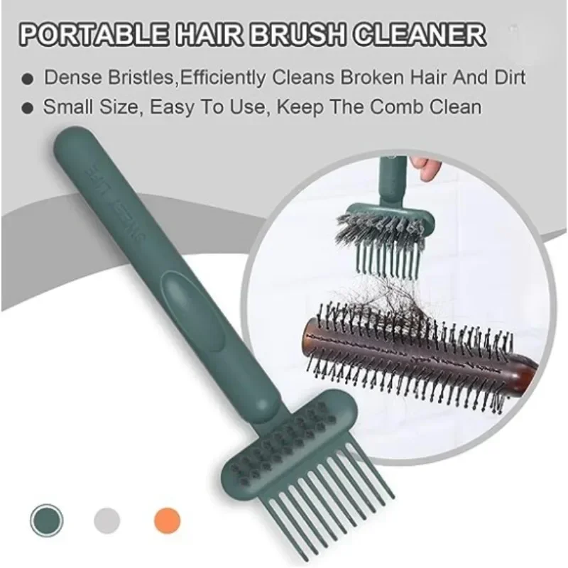 Dual-Function Hairbrush Cleaning Tool - Compact Hair and Dust Remover