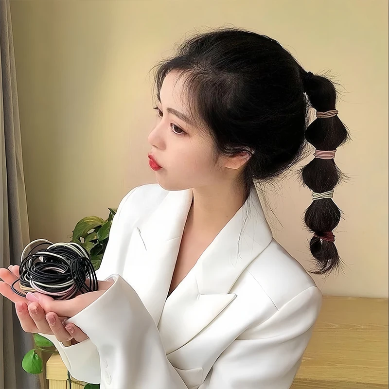 100PCS/Set Women 3.5CM Basic Nylon Elastic Hair Bands