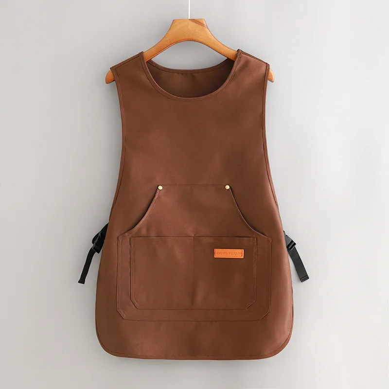 Durable Polyester Work Vest Apron for Women- Adjustable Kitchen Cooking Uniform with Customizable Printing Restaurant Waistcoat