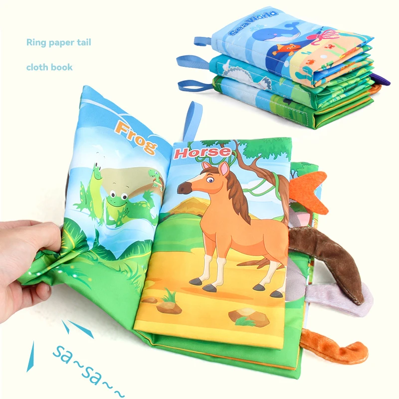 0-36M Baby Early Learning Toy Tail Cloth Book Puzzle Parent-child Interactive Sound Paper Infants Activity Toys for Babies 2