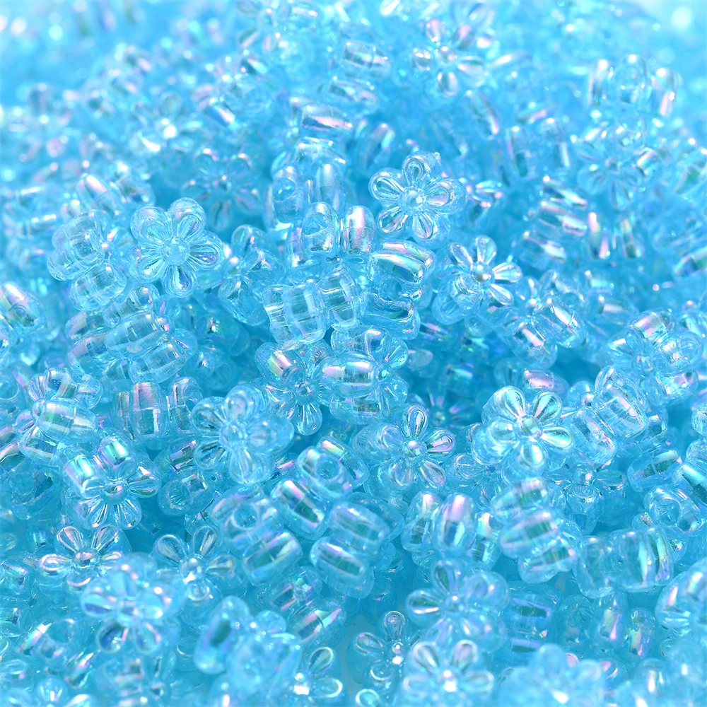100 Stück 4 x 7 mm Acryl-Blumenperlen, winzige AB-Farbmischung, glänzende lose Distanzperlen für Schmuckherstellung, Diy-Armband, Halskette, Schlüsselanhänger – Detail 14
