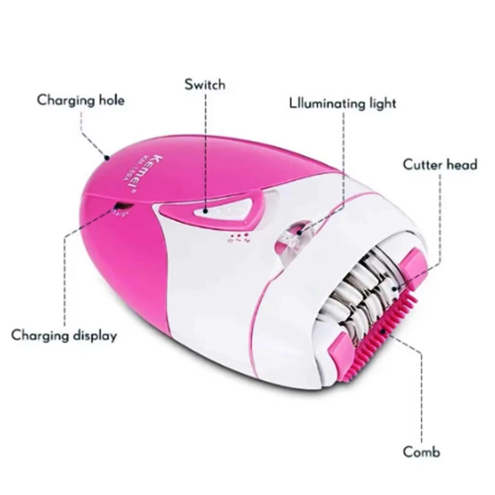 Kemei Lady's Electric Epilator Two Speed Rechargeable Remover Waterproof Portable Women' Shaver for Legs and Bikini Area KM-189A 2