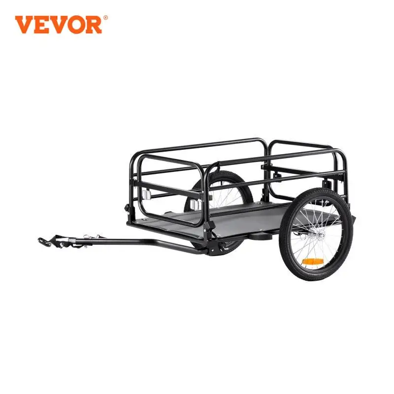 Bike Cargo Trailer VEVOR 160 lbs Bike Cargo Trailer Foldable Storage Bicycle Wagon Cart with 16" Wheels Safe Reflectors Fits 22"-28" Bike Wheels
