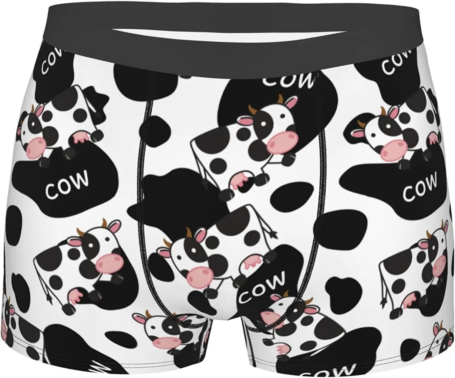 

Men's Breathable Boxer Briefs Cute Cow Print Comfort Soft Stretch Underwear Trunks with Bulge Pouch for Men Boys