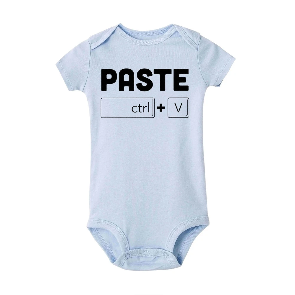 Copy Paste Twin Newborn Toddler Jumpsuit Ctrl+c Ctrl+v Print Funny Baby Clothes Boy Girl Short Sleeve Romper Infant Shower Gift 3