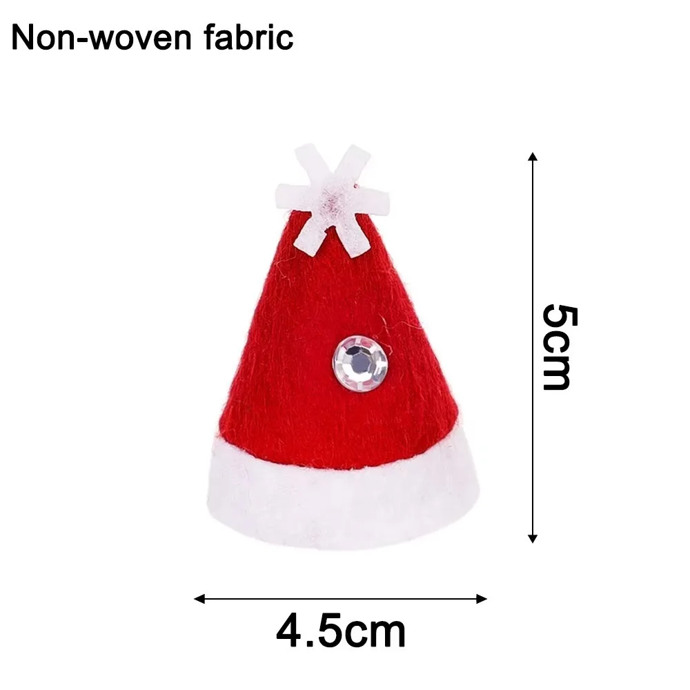 12pcs Lollipop Hat Mini Christmas Hat Bottle Ornament Gift Wine Bottle DIY Elf Craft Supplies Christmas Santa Hats Party
