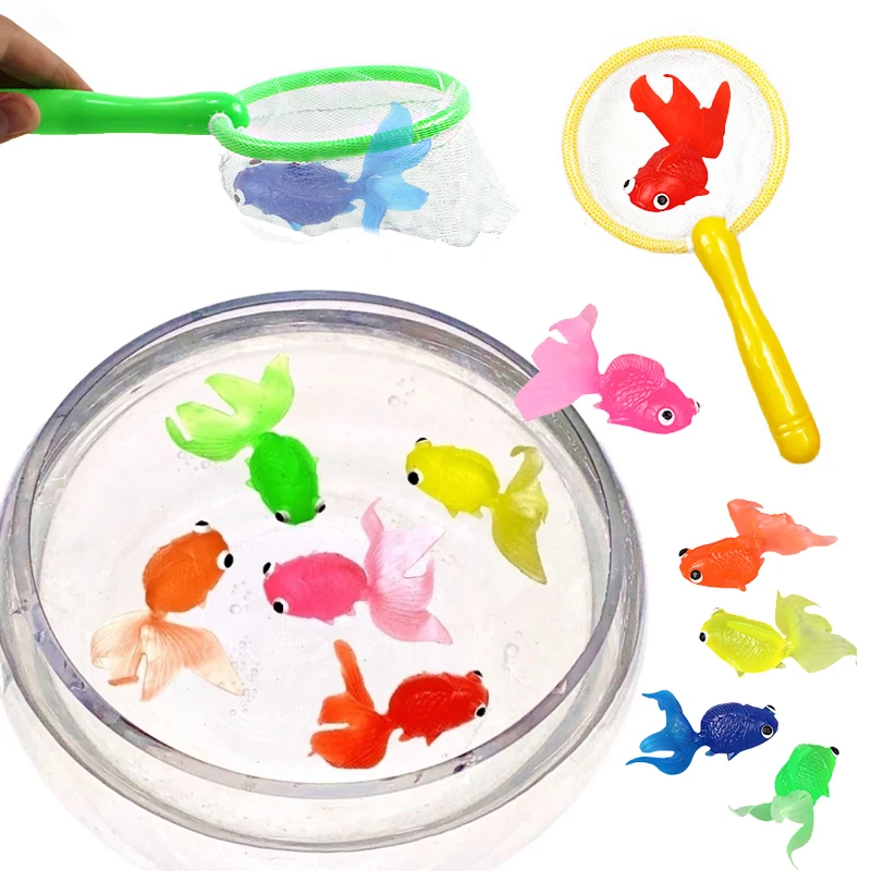 Children's 6Pcs/Set Kawaii Simulation Rubber Goldfish Baby Bath Water