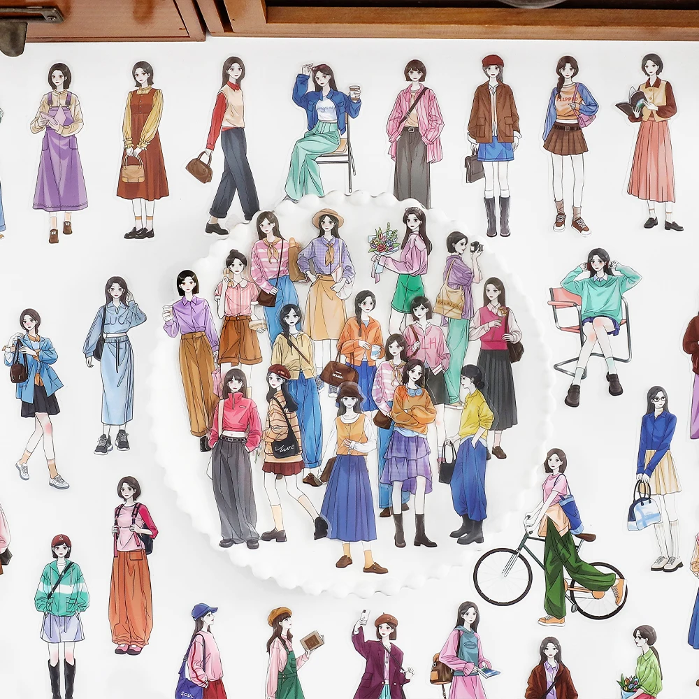 

Korean Fashion Women Stickers Aesthetic Scrapbooking Journaling Material Hand Account Accessories Decor Notebook Diary Labels