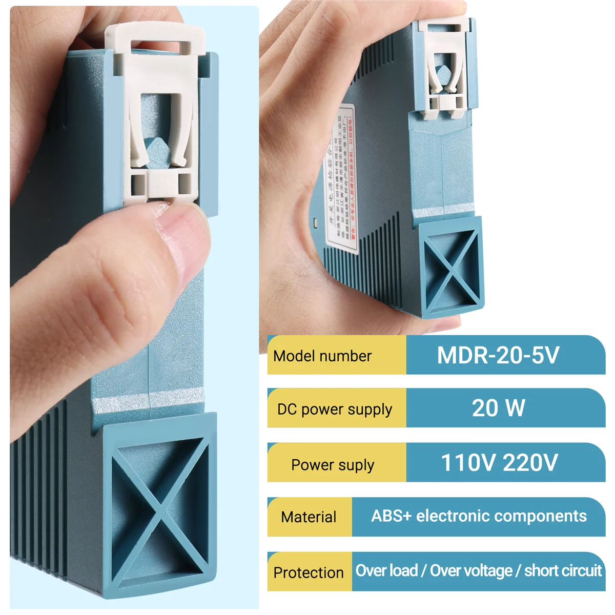 MDR-20 AC-DC 드라이버 전압 조정기 전원 공급 장치, 5V, 20W, Din 레일, 110V, 220V