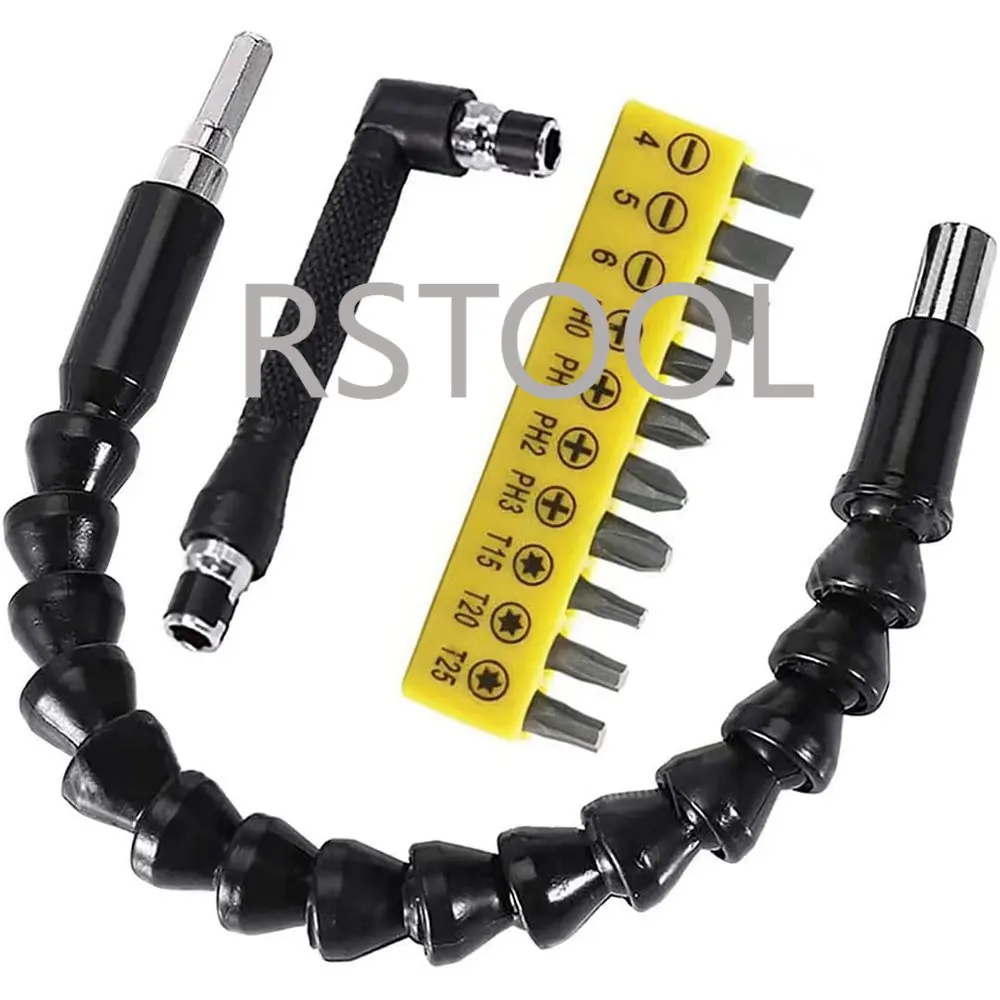 Bendable Soft Shaft Extension Bits 11.6inch, Flexible Extension Connection Screwdriver for Quick Connect Drive Tip Kit Adaptor extension rod hex drive drill bit universal hard flexible bendable extended extension magnetic shaft 4mm screwdriver bit holder