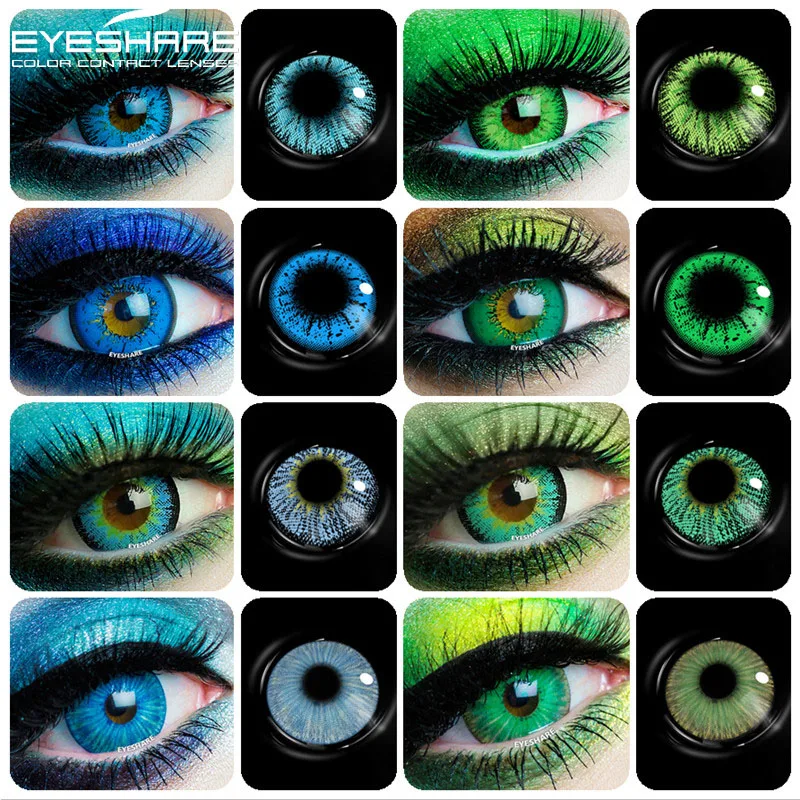 Lenti A Contatto A Colori Eyeshare Per Occhi 2 Pezzi Lenti Colorate Cosmetiche Lenti Naturali Verde Blu Lenti A Contatto Bellezza Trucco Degli Occhi
