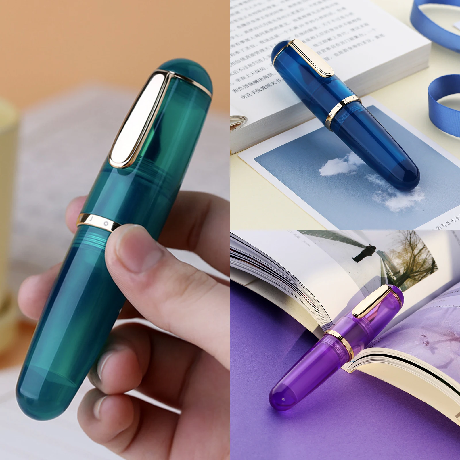 New MOONMAN Q1 Fountain Pens Mini Pocket-Size Acrylic Transparent muilticolor ink pen EF/F Nib Portable Office School stationery 6