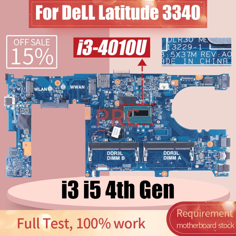 Placa-mãe do Portátil Ddr3 para Dell Latitude E3340 132291 0myk5g 0x13hj 075my6 0vf1f3 i3 i5 4th Teste Completo