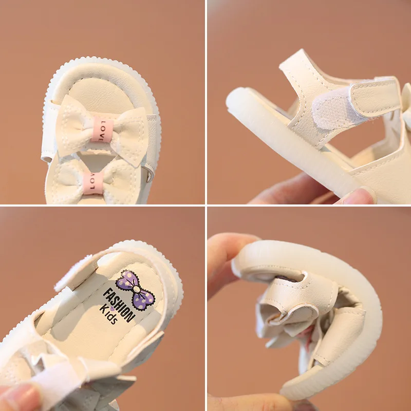 Summer Korean Style Baby Sandals Kawaii Bowtie Girls Toddler Shoes Soft Sole Antislip Infant Baby 1 Year Shoes First Walkers 2