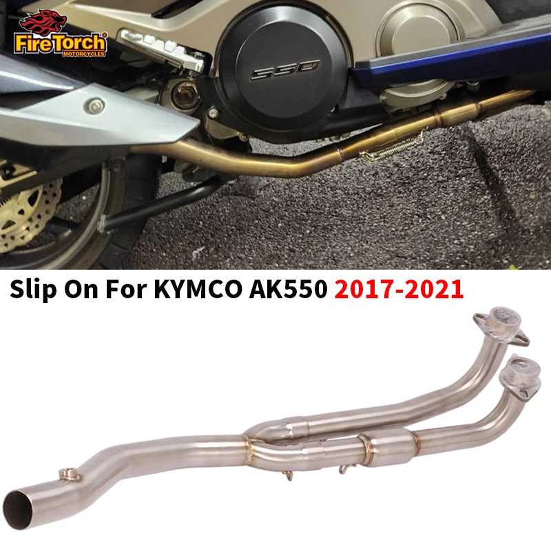 

Slip on For KYMCO AK550 550 2017-2021 Motorcycle Exhaust Modified System Connect Original Muffler Front Link Pipe Escape Moto