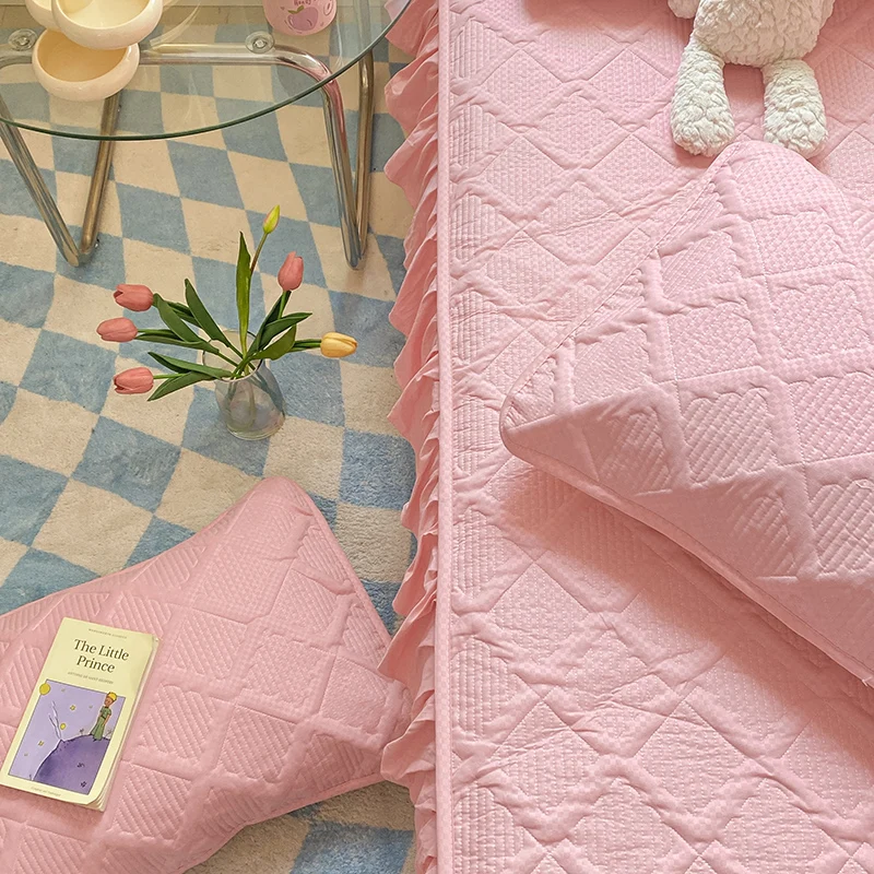 100% Waterproof Super Nordic Thick and Warm Fitted Sheet with Elastic Bands Princess Waterproof Bed Skirt Pink Mattress Covers 4