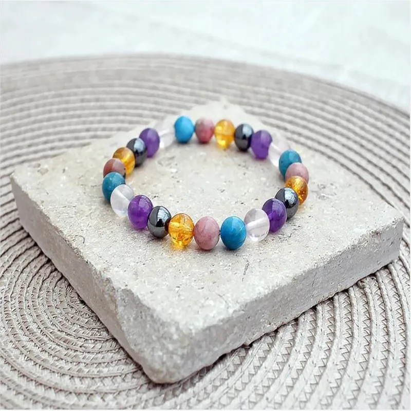 

Arthritis Awareness High Quality 8mm A-methyst C-itrine & Apatite Bracelet Genuine Crystals Bracelet Yoga Gift For Lady
