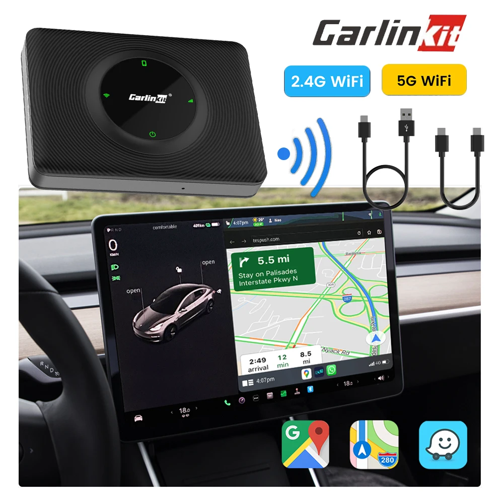 Carlinkit T2C Carplay Wireless Box WiFi Bluetooth Adapter For Tesla Model.  2.4G+5Ghz OTA Online Upgrade Apple CarPlay Dongle - AliExpress