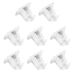 8 Pieces ABS Curtain Rod Bracket Bathroom Punch-Free Self-Adhesive Pole Holder Clip Hooks Toilet Hotel Wall Stick Hanger Hanging
