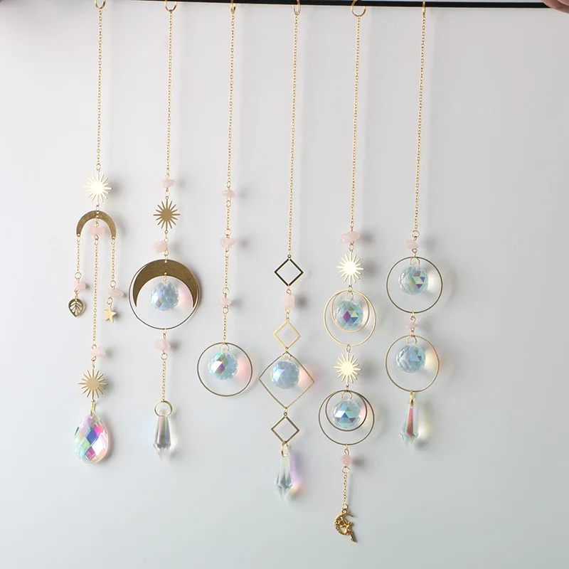 1PCS Moon AB Crystal Suncatcher Window Sun Catchers Hanging Prisms Pendant Light Catcher Rainbow Maker Home Garden Decoration 5