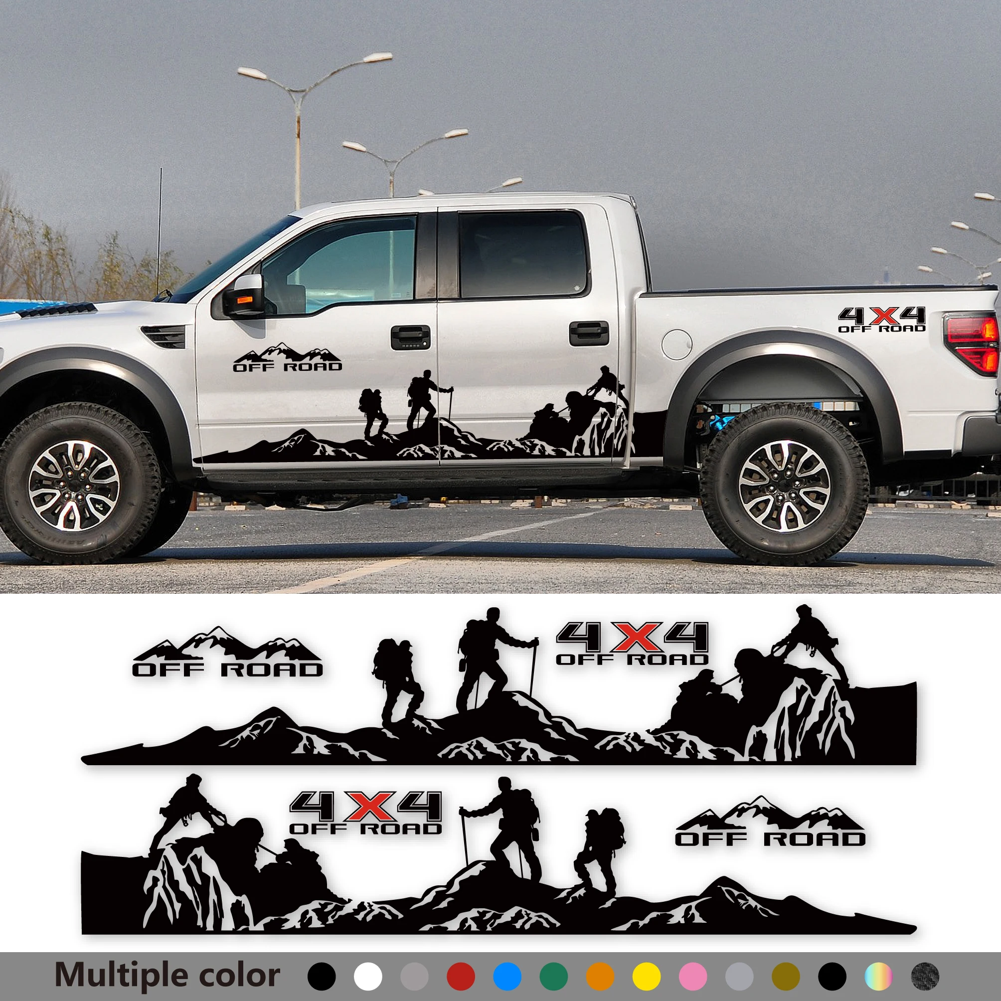 

Large Car Door Side Stickers Apply For Ford Ranger Raptor F150 F-150 Off Road 4X4 Climber Pickup DIY Auto Decals Accessories