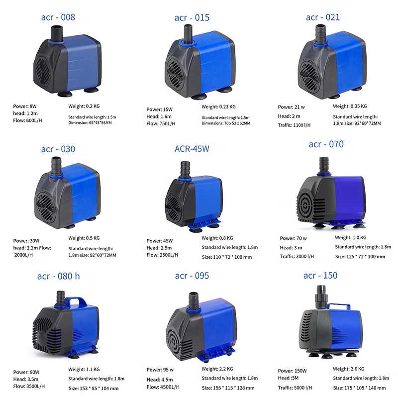 30w/45w/80w Fish Tank Water Pump Fountain Aquarium Side Suction