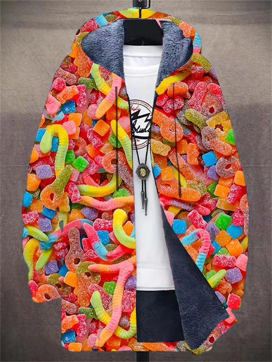 Autumn and winter new men's coat fashionable warm fleece retro hooded sweatshirt daily zipper sports casual jacket 2023