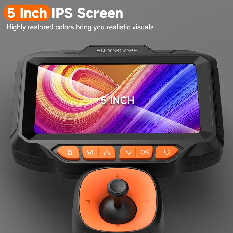 4-Way Articulating Endoscope 5’’Screen HD1080P 6.2MM All Way Joystick 360° Rotation Camera Car Inspection Borescope 32GB TF Card 3