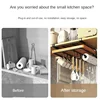 Kitchen Hanging Organizer Rack with Hooks Under Cupboard Paper Towel Rags Hanger Cutting Board Pot Cover Holder Storage Shelf 5