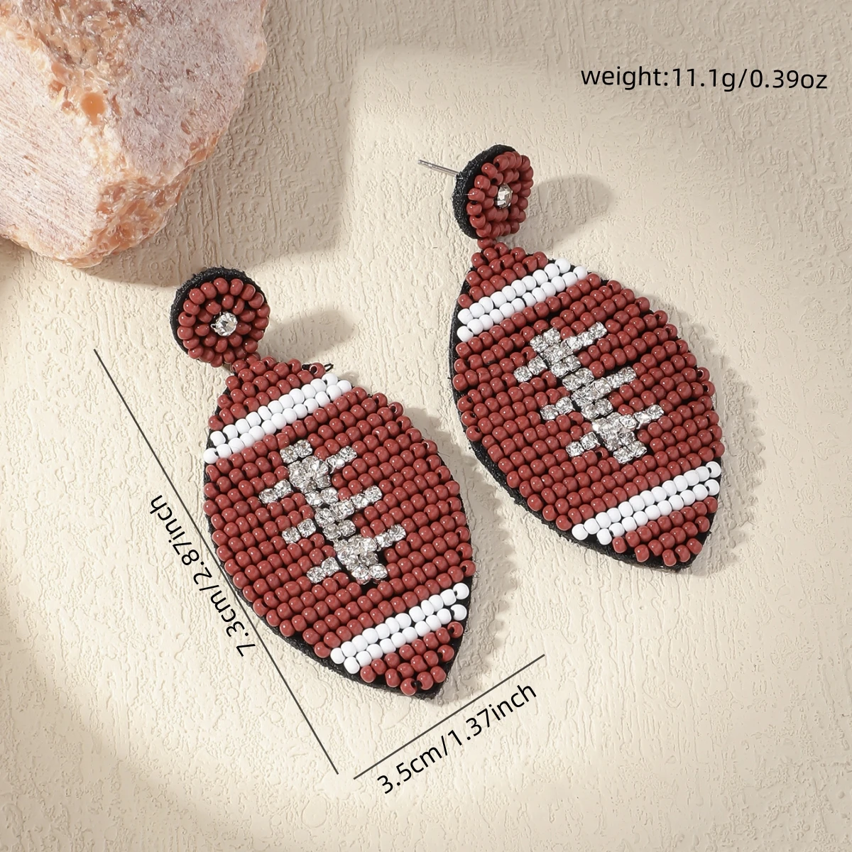 Bohemain Football Seed Beaded Drop Earrings for Women Lady Summer Beach Handmade Hanging Earrings Party Jewelry Accessories Gift