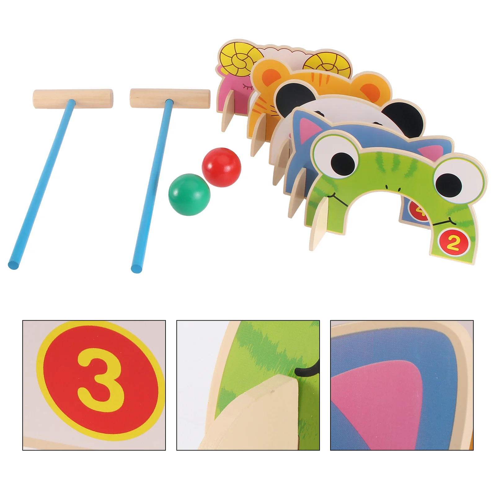 

Croquet Mallets Kids Train Game Vintage Balls Nursery Supplies Cognitive Child