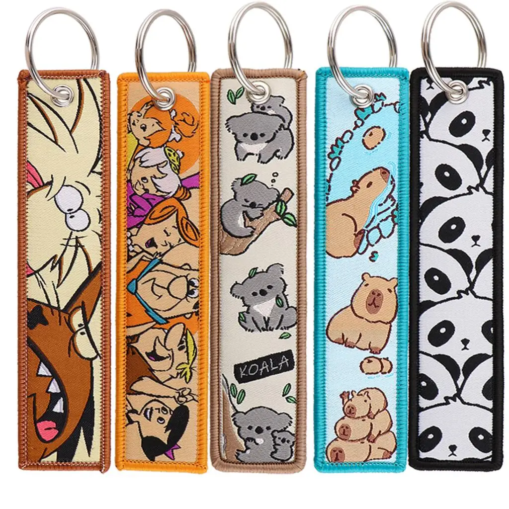 

Cartoon Animals Key Tag Cute Embroidery Key Chain Key Ring For Motorcycles Cars Bag Backpack Chaveiro Key Fobs For Kids Gifts