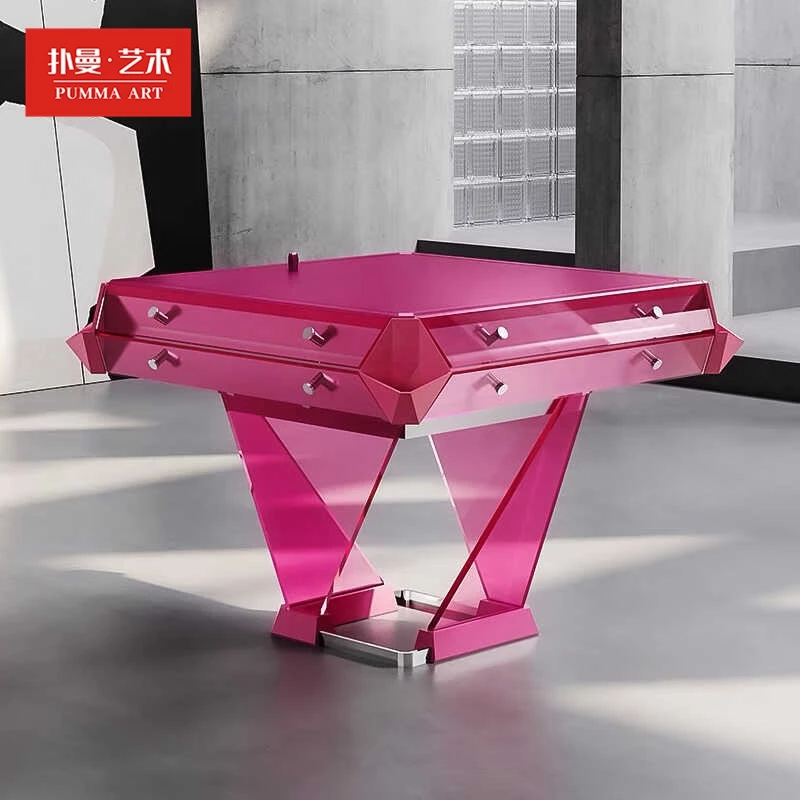 Crystal mahjong table steel protective glass automatic Black Warrior mahjong machine High-end clubhouse club table