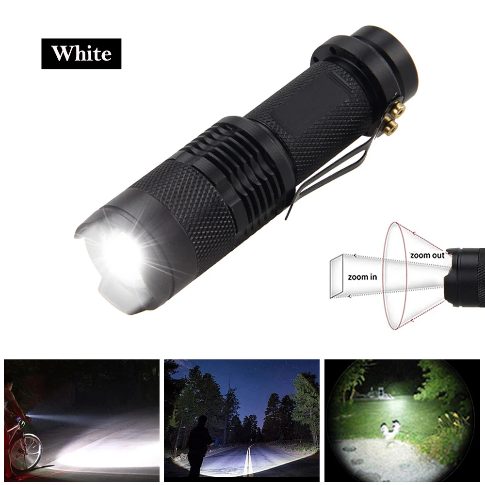 Mini lampe de poche LED zoomable, vert, rouge, blanc, UV, 365nm, 395nm, stylo  torche, faisceau lumineux d'inspection, lanterne 3 modes, SK68, étanche -  AliExpress
