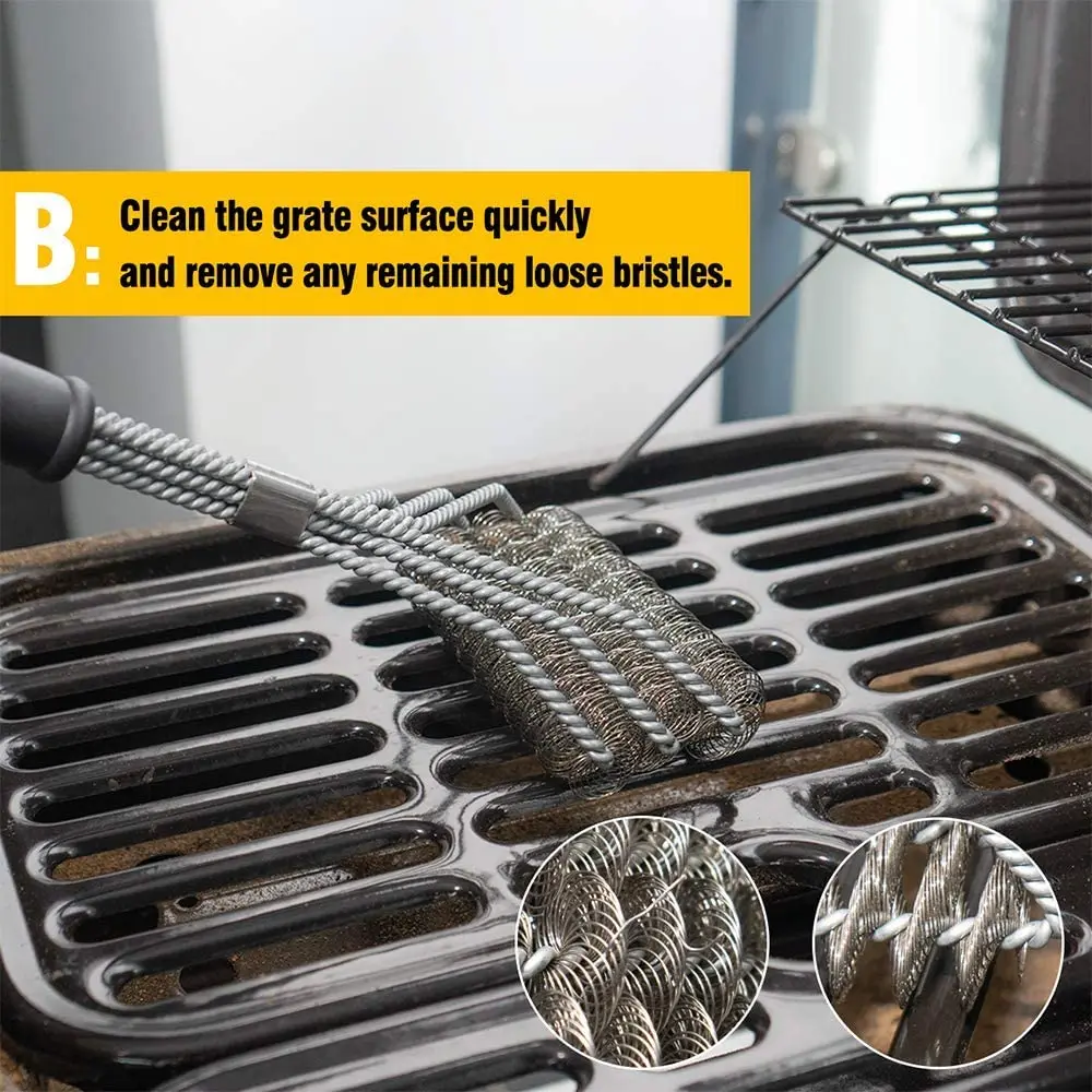 Barbecue Accessorie Grill Brush Cleaning Brushes Barbecue Cleaning Tools Stainless Steel Wire Bristles Clean Brushes Non-stick Stains Grease Kitchen BBQ Tools