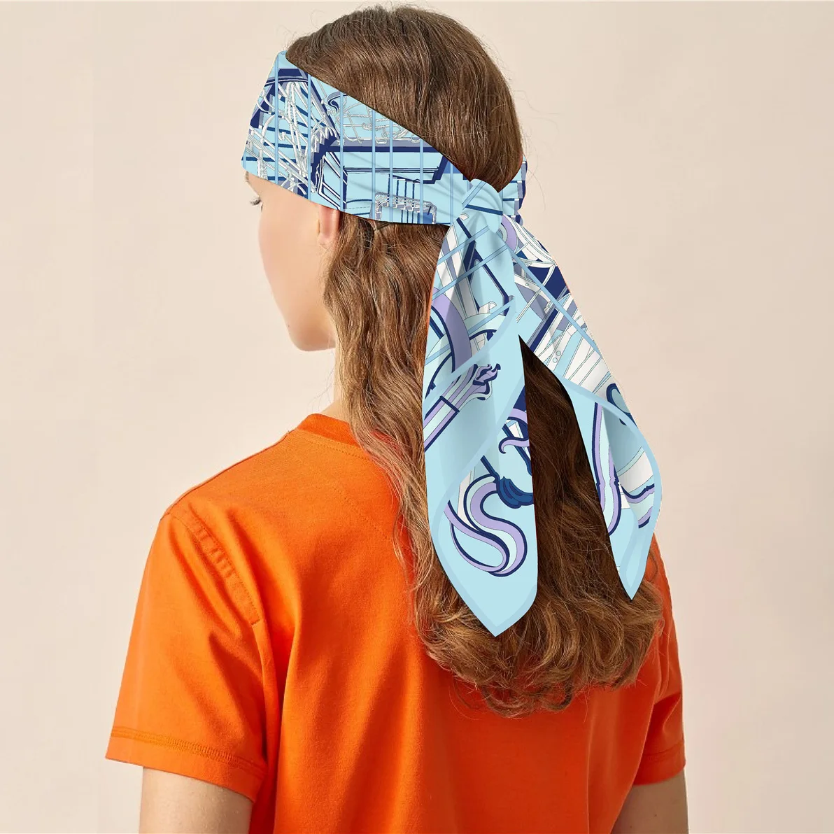 Neue 90 cm Twill Seide Schal Schal Luxus Marke Gürtel Drucken Platz Schal Frauen Hijabs Bandana Foulard Halstuch Kopf schals – Detail 2