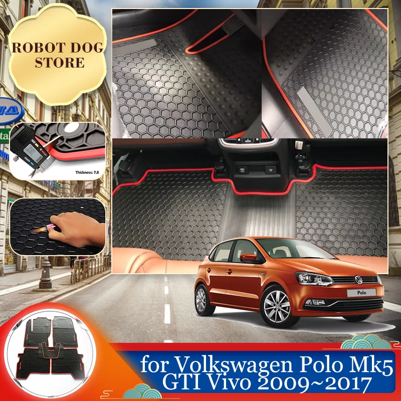 

Автомобильный резиновый напольный коврик для Volkswagen VW Polo Mk5 GTI Vivo 2009 ~ 2017 2010 2011 2012 2013 2014 2015 2016 футов внутренняя подкладка коврик водонепроницаемый коврик пользовательские аксессуары
