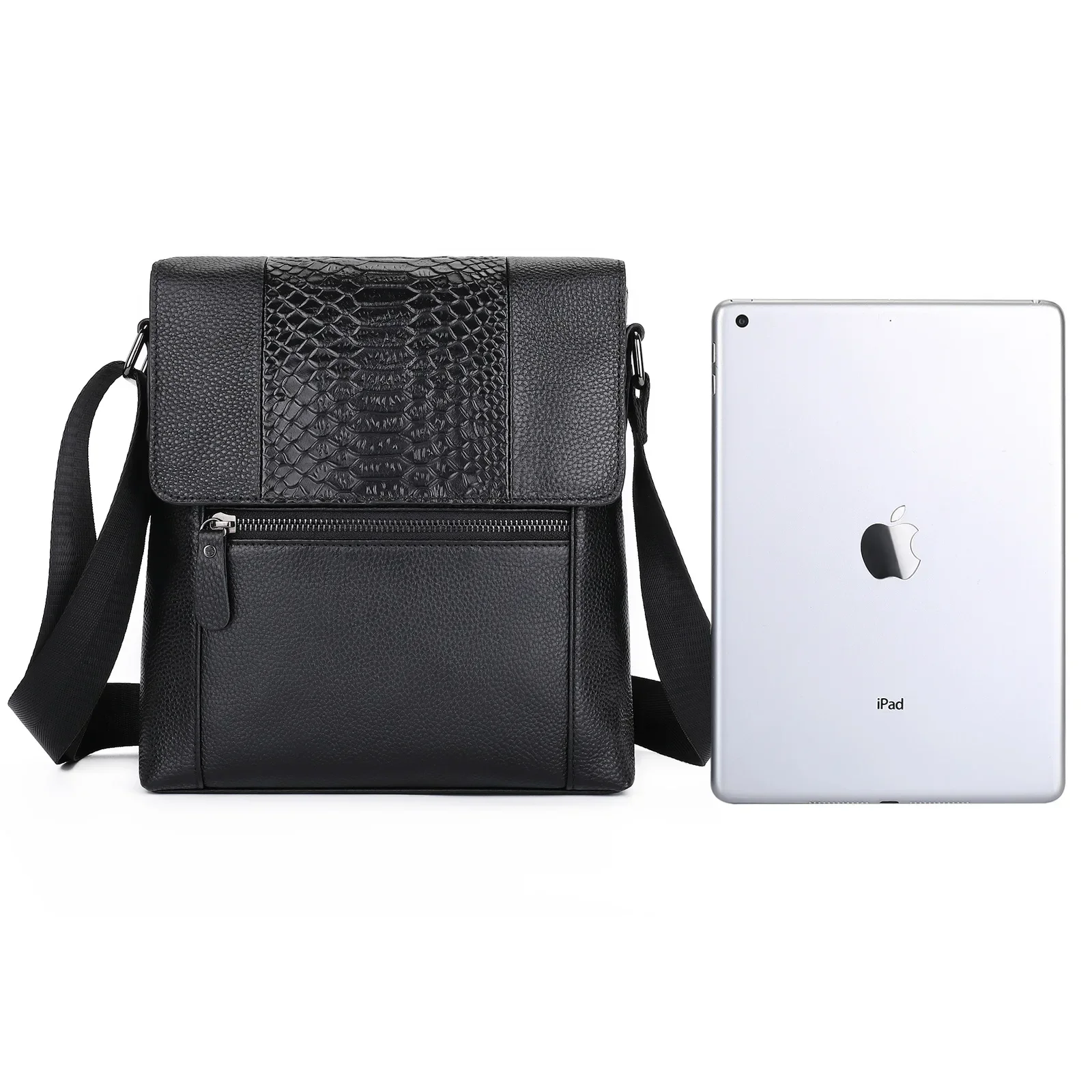204 New Fashion Alligator Cow Genuine Leather Men Crossbody Bag Casual Business Men's Messenger Luxury Shoulder Handbags Bags