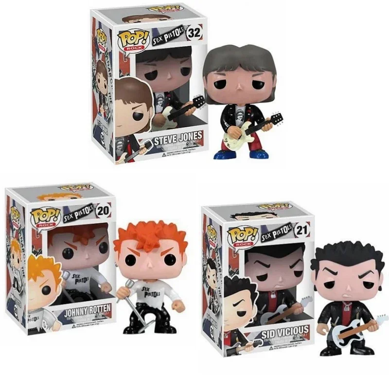 Funko Pop Rock Sex Pistles Johnny Rottrn 20 # Sid Vicious 21 # Steve Jones 32 # Action Toy Figures Collezione Pvc Vinyl Figure Toy