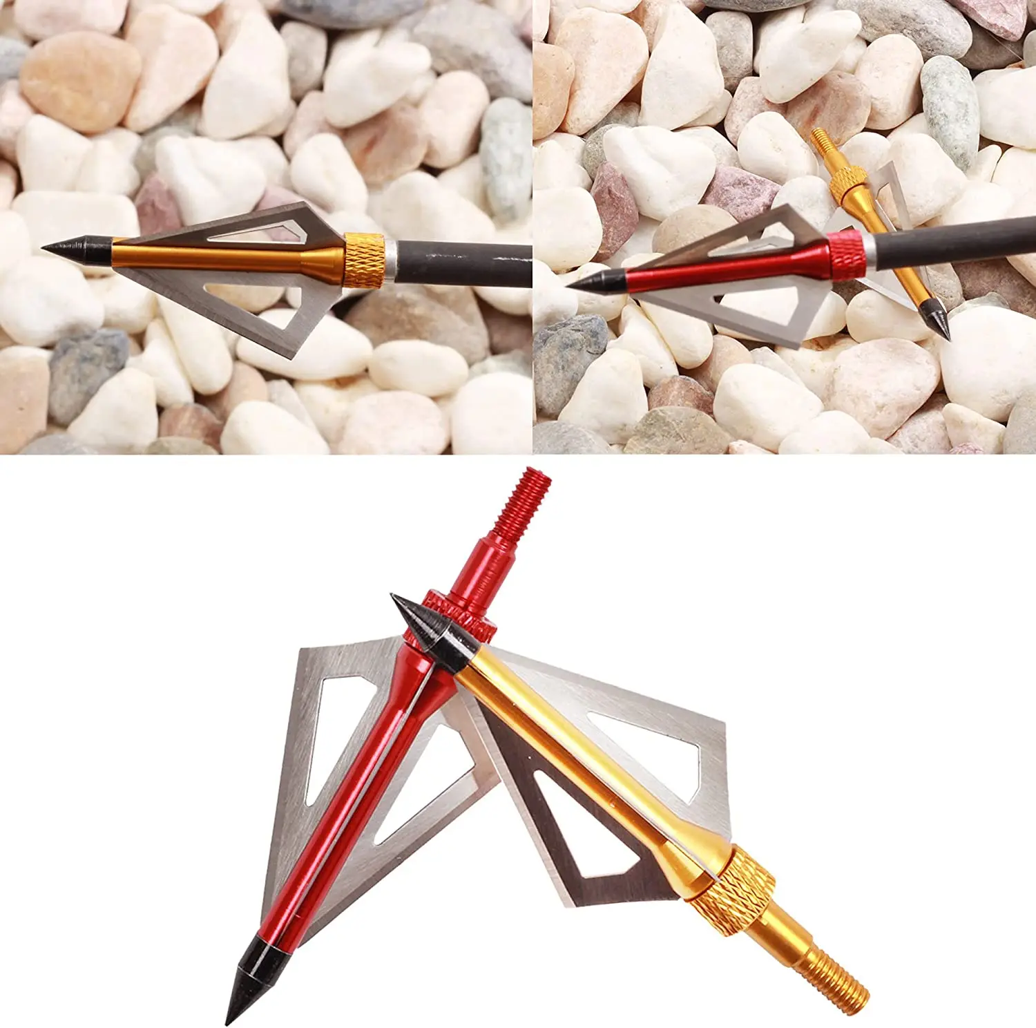 Hunting Broadhead 100 Grain Cutting Blade Arrow Head Tips Archery Arrowhead for Compound Bow Recurve Bow Shooting 6/12pcs