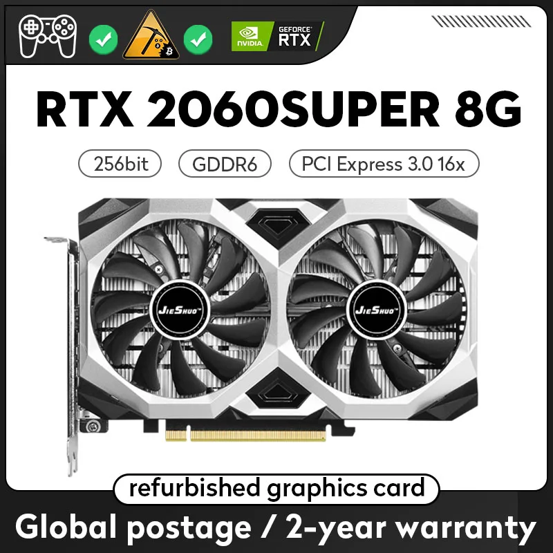 Jieshuo Nvidia Rtx 2060 Super 8Gb Scheda Grafica Gddr6 Memoria 256Bit Rtx 2060 Super 8G Placa De Video Gaming Gpu Card Per Desktop