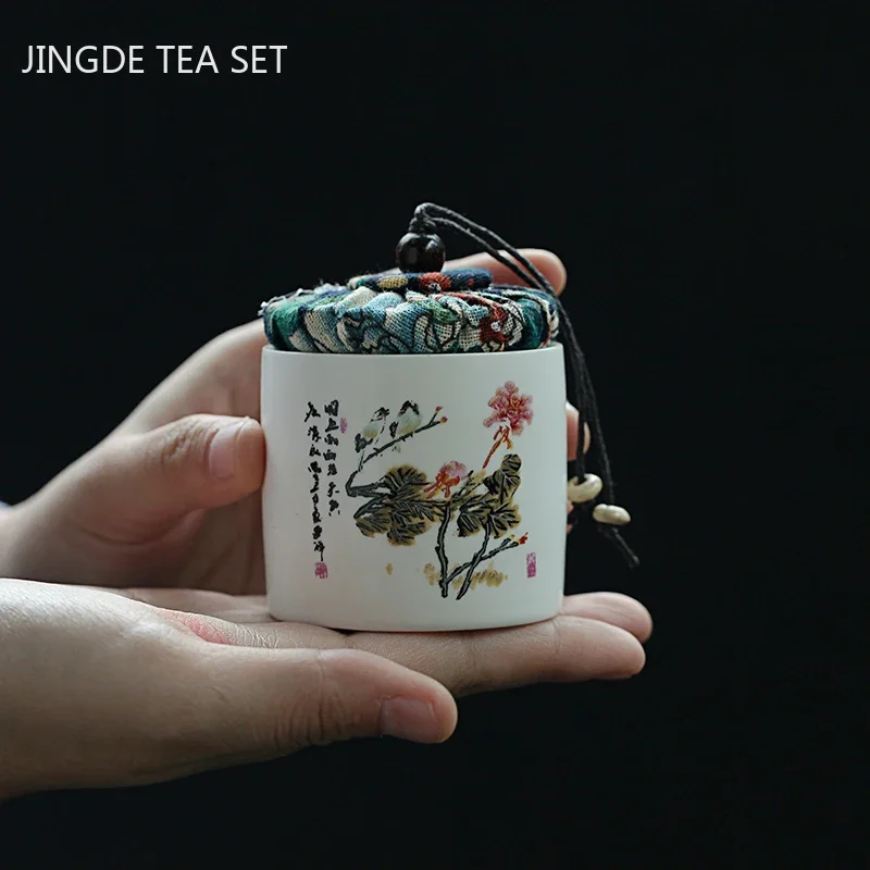 Creativity Ceramics Tea Caddy Tieguanyin Storage Tank Portable Travel Tea Box Sealed Coffee Powder Jar Spice Organizer tea tin box,tea canister