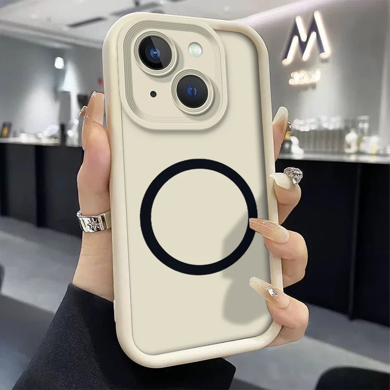 Silicone Phone Case with Lens Protection and Magnetic Wireless Charging Sticker