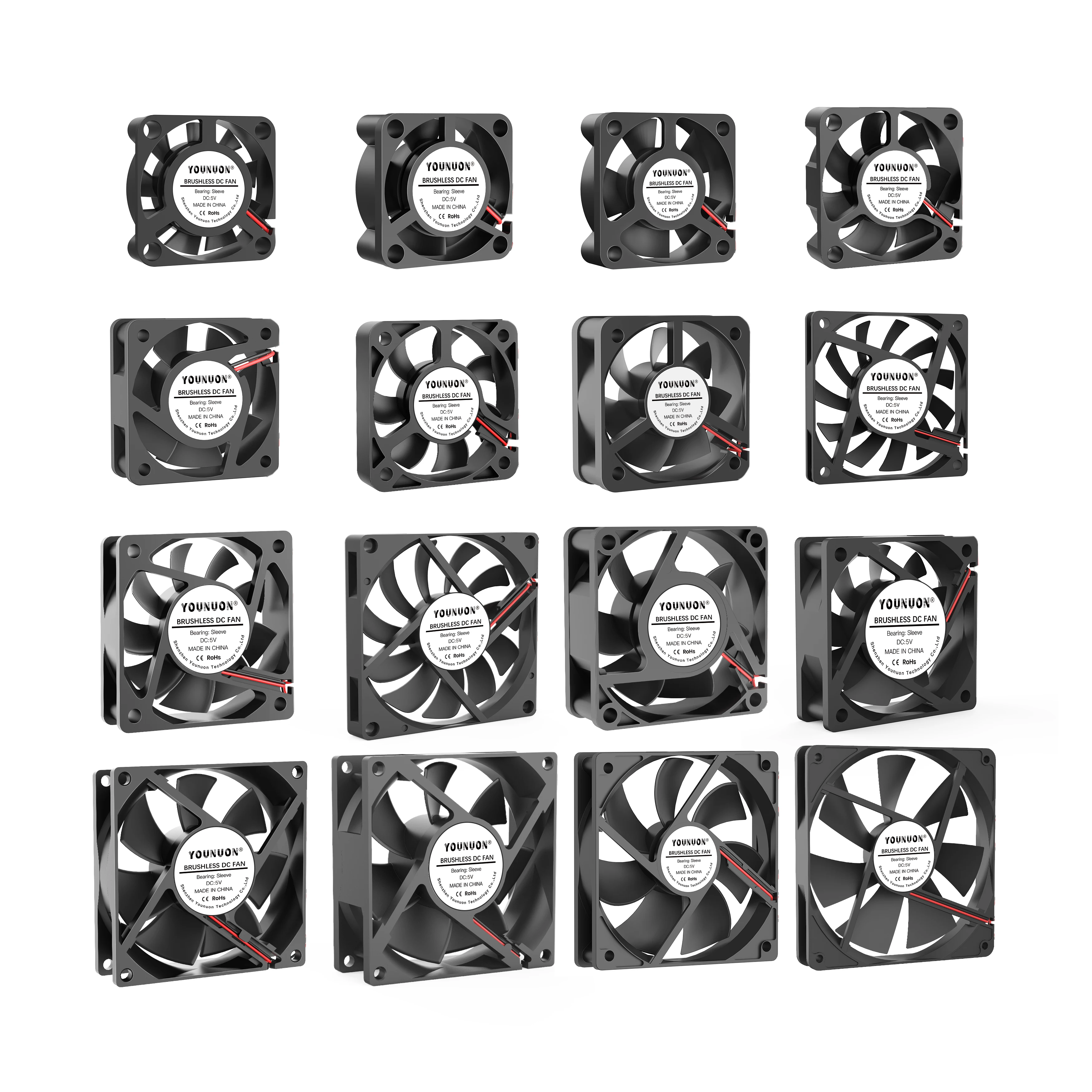 Younuon-dc Ventilador de Refrigeração sem Escova 5v 12v 24v 2pin 30 mm 40 mm 50 mm 60 mm 70 mm 80 mm 90 mm 120 mm 140 Milímetros Caixa do Computador Ventilador pc Portátil Computador