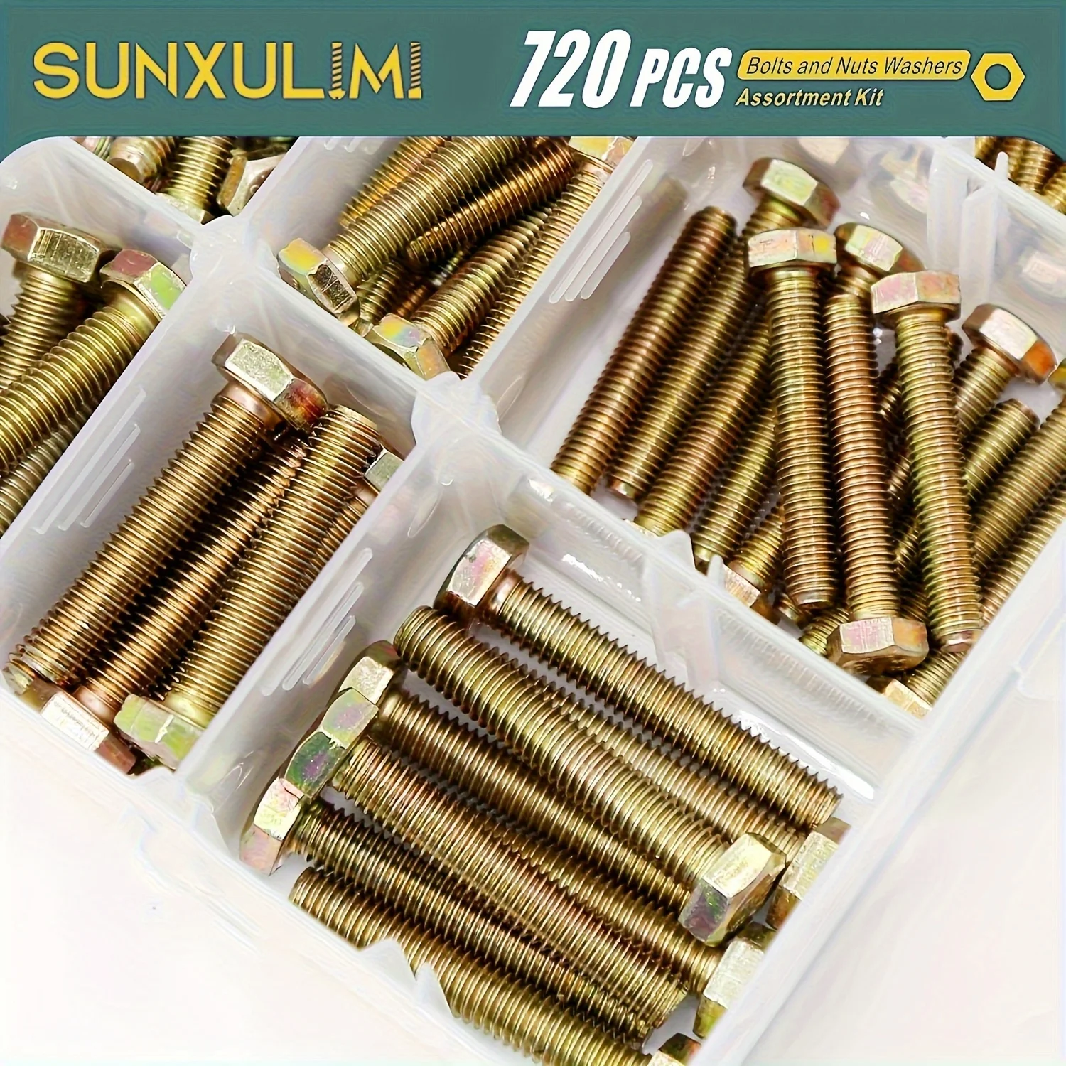 Bolts and Nuts Assortment Kit Grade 8.8 Alloy Steel Hex Screws Nuts Washers 720PCS screw bolt nut set hex nuts assortment kit screw washer nut kit auto fasteners assortment