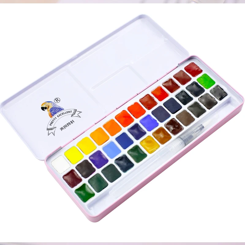 MeiLiang Watercolor Paint Set, 36 Vivid Colors in Pocket Box with Metal Ring and Watercolor Brush, Perfect for Students, Kids, Beginners, Art Paints